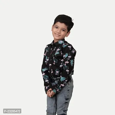 Rad prix Boys Black Tropical Printed Shirt-thumb2