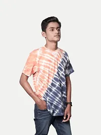 Rad prix Men Tie and Dye Printed Cotton T-Shirt Orange-thumb1