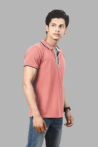 Rad prix Men pink Cotton Contrast Tipping Polo T-shirt-thumb1