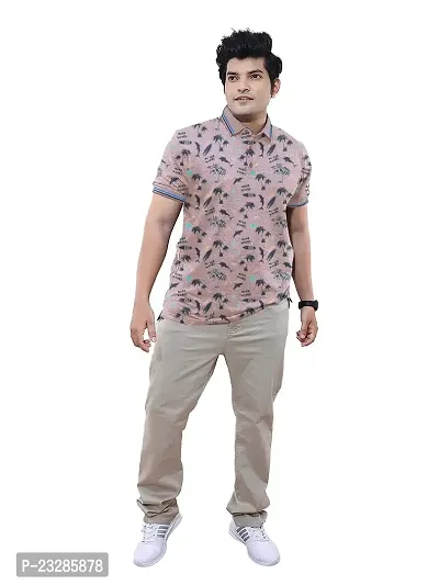 Rad prix Men Casual Pink All-Over Floral Printed Cotton Polo t-Shirt-thumb0