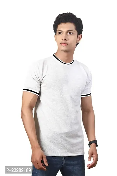 Rad prix Men White Round Neck Tee with Sleeve Print