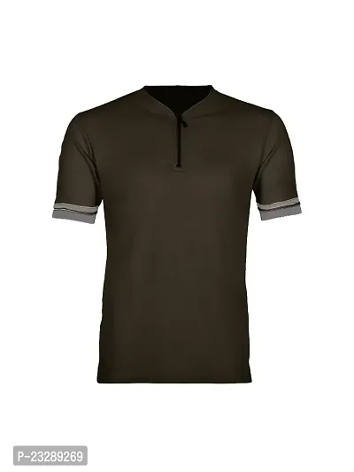 Rad prix Men Men Solid Tees Henley Neck- Olive Colour-thumb0