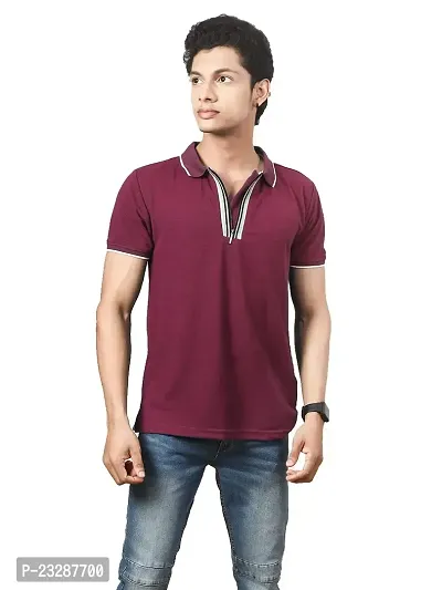 Rad prix Men red Cotton Contrast Tipping Polo T-shirt