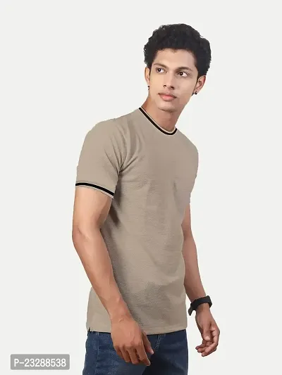 Rad prix Men Beige Round Neck Tee with Sleeve Print-thumb2