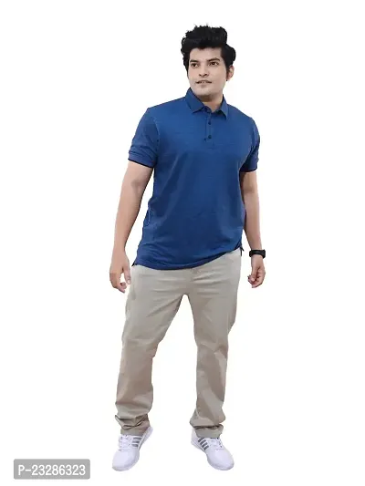 Rad prix Men Self Collar Polo Shirt- Navy Colour-thumb0