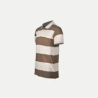 Mens Lt Brown Fashion Striped Cotton Polo T-Shirt-thumb1