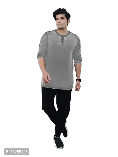 Rad prix Men Grey Cotton Casual Loose T-Shirt-thumb0