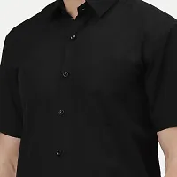 Rad prix Men Solid Black Smart Casual Cotton Shirt-thumb4