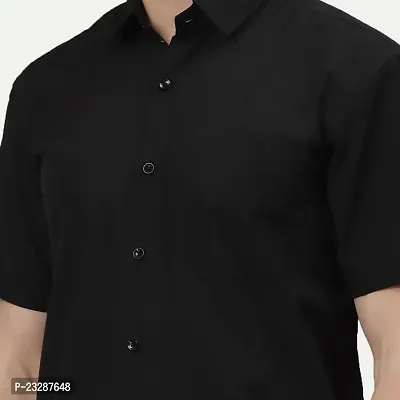 Rad prix Men Solid Black Smart Casual Cotton Shirt-thumb5