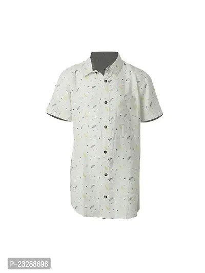 Rad prix Teen Boys White Floral Printed Woven Shirt--thumb0