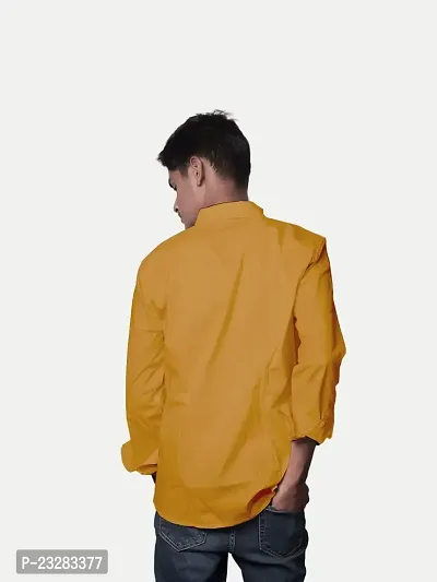 Men Solid Yellow Pure Cotton Formal Shirt-thumb4