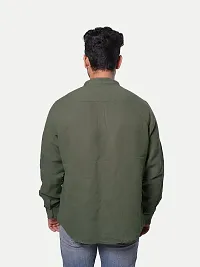Rad prix Men's Formal Plain Regular Fit Linen Full Sleeves Shirt (Size-S, Olive)-thumb3