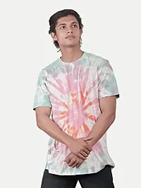 Rad prix Men Pink Tie and Dye Cotton Crew Neck T-Shirt-thumb2