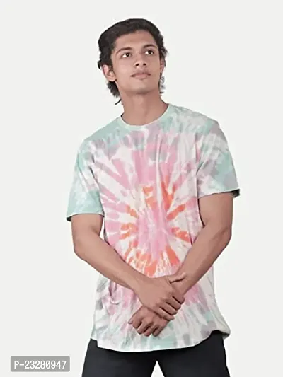 Rad prix Men Pink Tie and Dye Cotton Crew Neck T-Shirt-thumb3