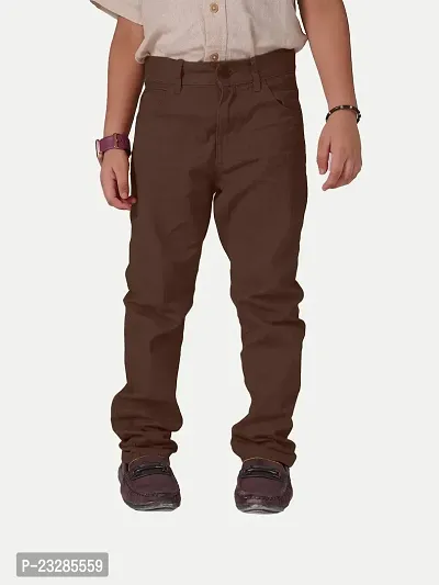 Boys Casual Woven Pants- Brown Colour-thumb2