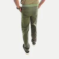 Rad prix Men Solid Olive Twill Trouser with Elastic Waist Band-thumb3