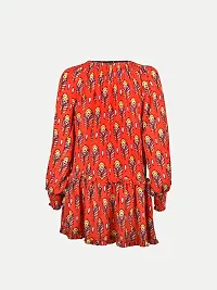 Women Red Floral Printed Dress-thumb3