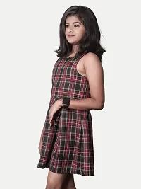 Rad prix Girls Black Pleated Skater-Dress with Checks-thumb1