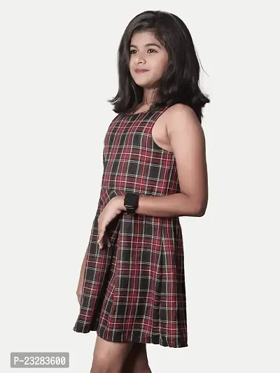 Rad prix Girls Black Pleated Skater-Dress with Checks-thumb2