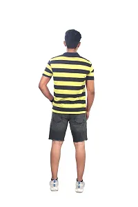 Rad prix Men Yellow and Black Thick Stripes Regular fit T-Shirt-thumb3