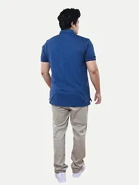 Rad prix Mens Navy Cotton Jacquard Collar Polo T Shirt-thumb3