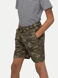 Boys Green Camo Checked shorts-thumb1