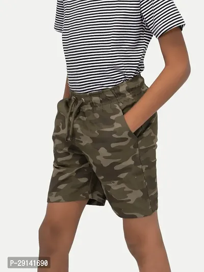 Boys Green Camo Checked shorts-thumb2