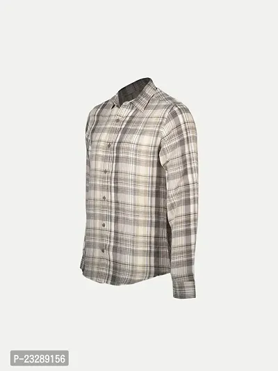 Rad prix Mens Beige Checked Full Sleeve Shirt-thumb2