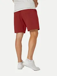 Mens Red Solid Knitted Casual Shorts-thumb3