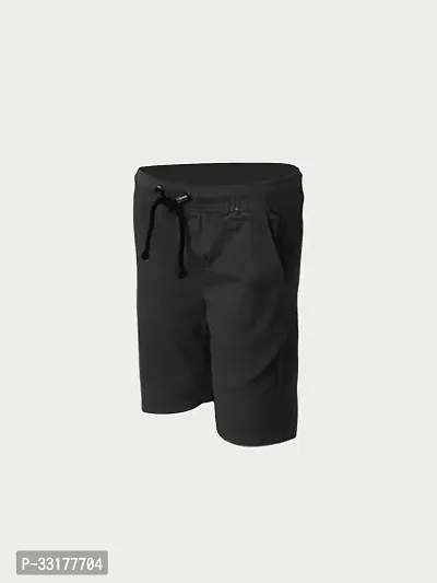 Elegant Black Cotton Solid Shorts For Boys-thumb2