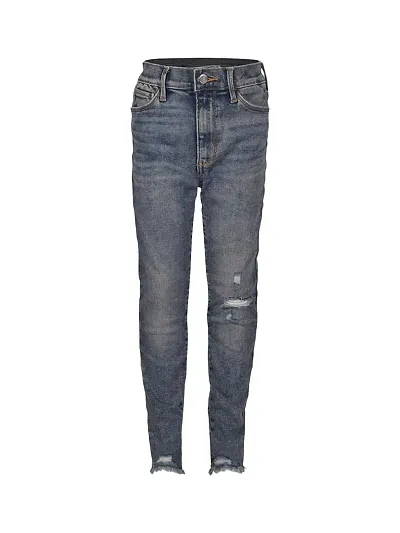 Rad prix Girls Mid-Blue Denim Pant with Slash-at-The-Knee