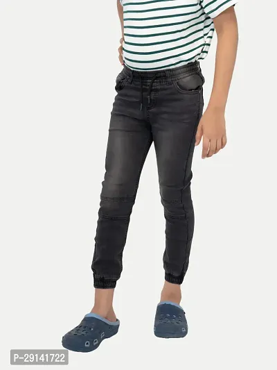 Teen Boys BlackWashed Denim Joggers-thumb2