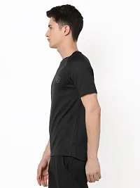 Rad prix Men Black Textured Sports T-Shirt-thumb3