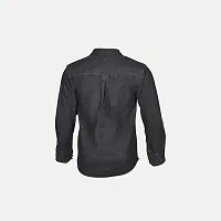 Rad prix Boys Black Denim Shirt with Banded Collar-thumb3