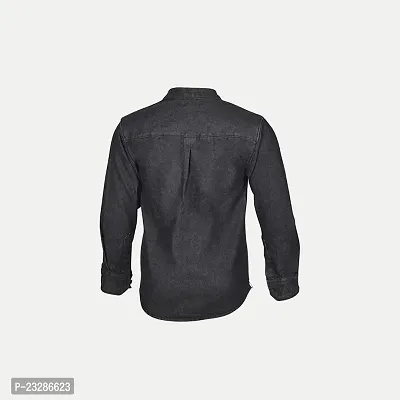 Rad prix Boys Black Denim Shirt with Banded Collar-thumb4