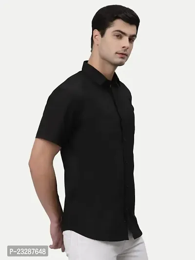 Rad prix Men Solid Black Smart Casual Cotton Shirt-thumb2