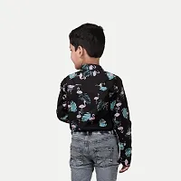 Rad prix Boys Black Tropical Printed Shirt-thumb3