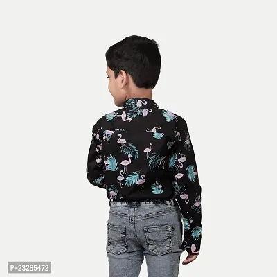 Rad prix Boys Black Tropical Printed Shirt-thumb4