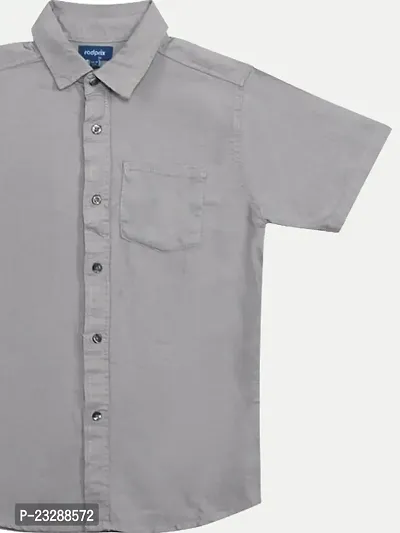 Rad prix Teen Boys Grey Solid Casual Shirt-thumb2