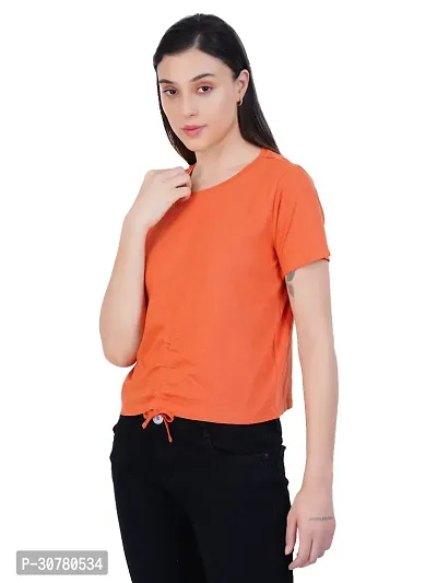 Womens Burnt Ornage Ruched Tops-thumb3