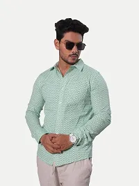 Rad Prix Men Light Green Printed Cotton Casual Shirt-thumb1