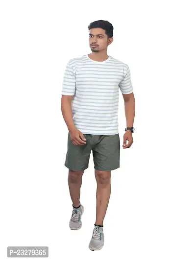 Rad prix Men White Stripped Cotton Casual T-Shirt