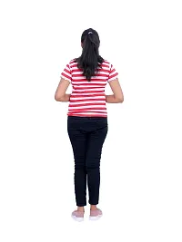 Women Stripe Printed Tees- Red Colour-thumb3