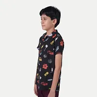 Rad prix Teen Boys Black Tropical Printed Camp Shirt-thumb4