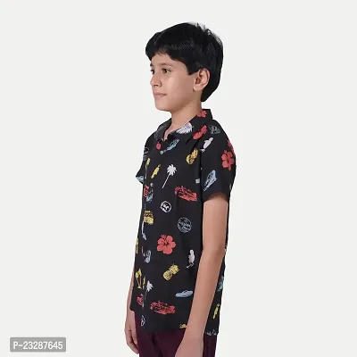 Rad prix Teen Boys Black Tropical Printed Camp Shirt-thumb5