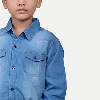 Rad prix Boys Light Blue Washed Denim Shirt-thumb2