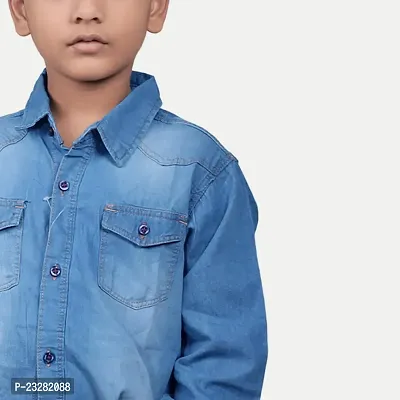 Rad prix Boys Light Blue Washed Denim Shirt-thumb3