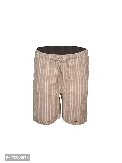 Rad prix Boys Pin Stripe Beige Cotton Cargo Shorts-thumb0