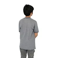 Boys Charcoal Contrast Round neck Melange T-shirt-thumb3