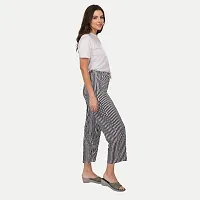 Rad prix Women Black Striped Loungewear Pants-thumb2